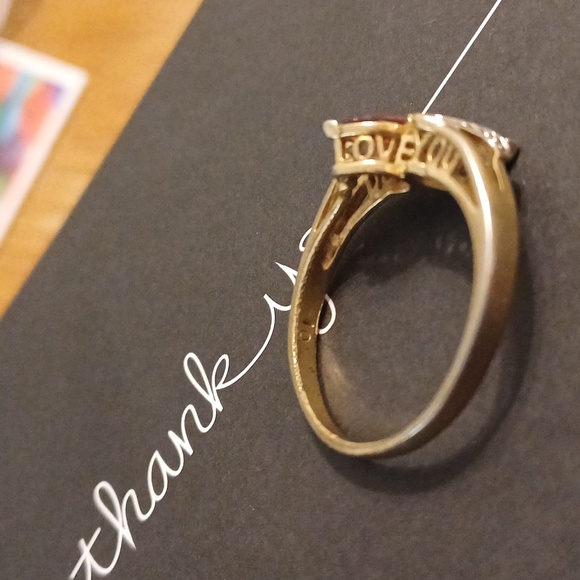 engagement LOVE YOU diamond cluster ring filigree stamp gold ring quartz US 10 - Picture 6 of 10